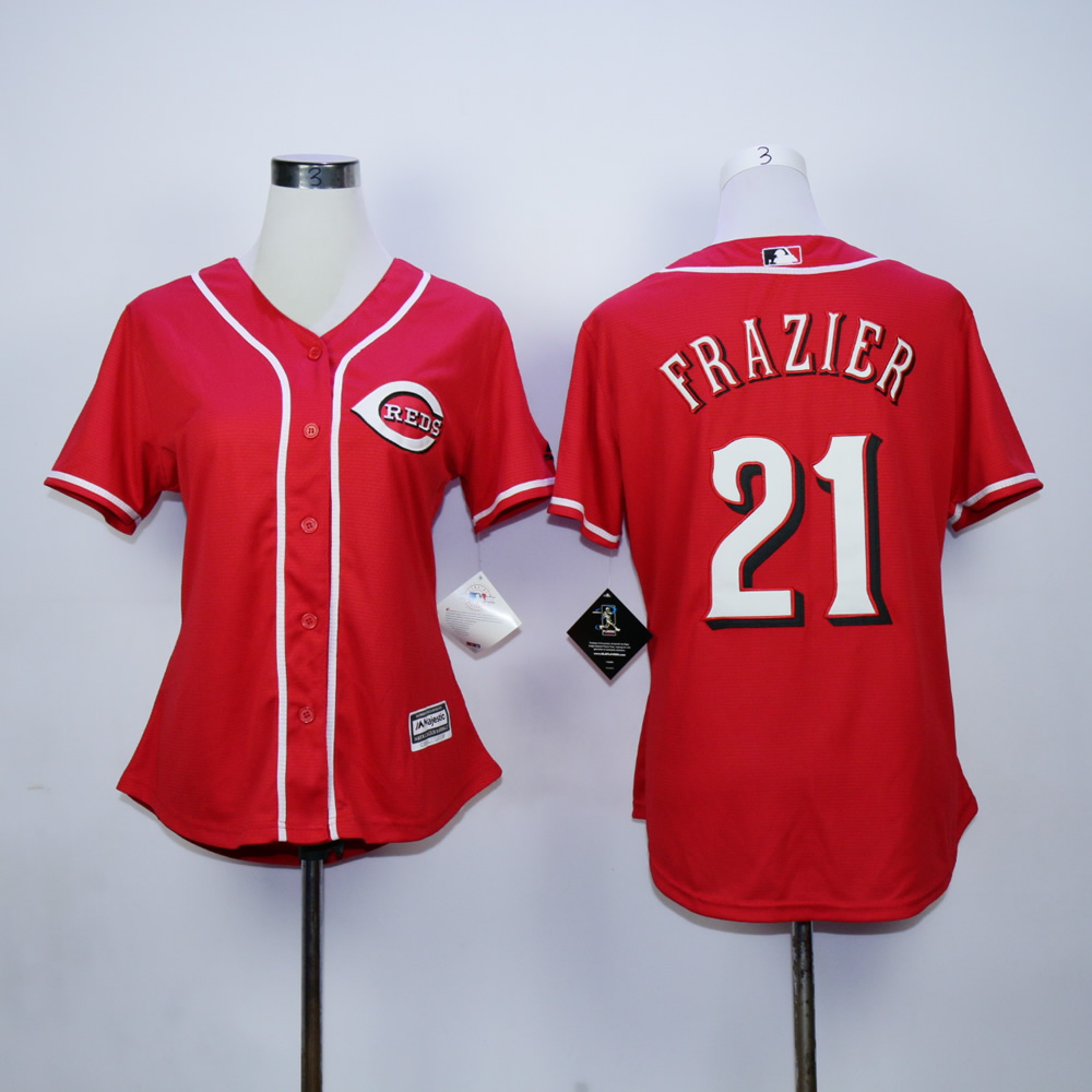 Men MLB Cincinnati Reds 21 Frazier red jerseys